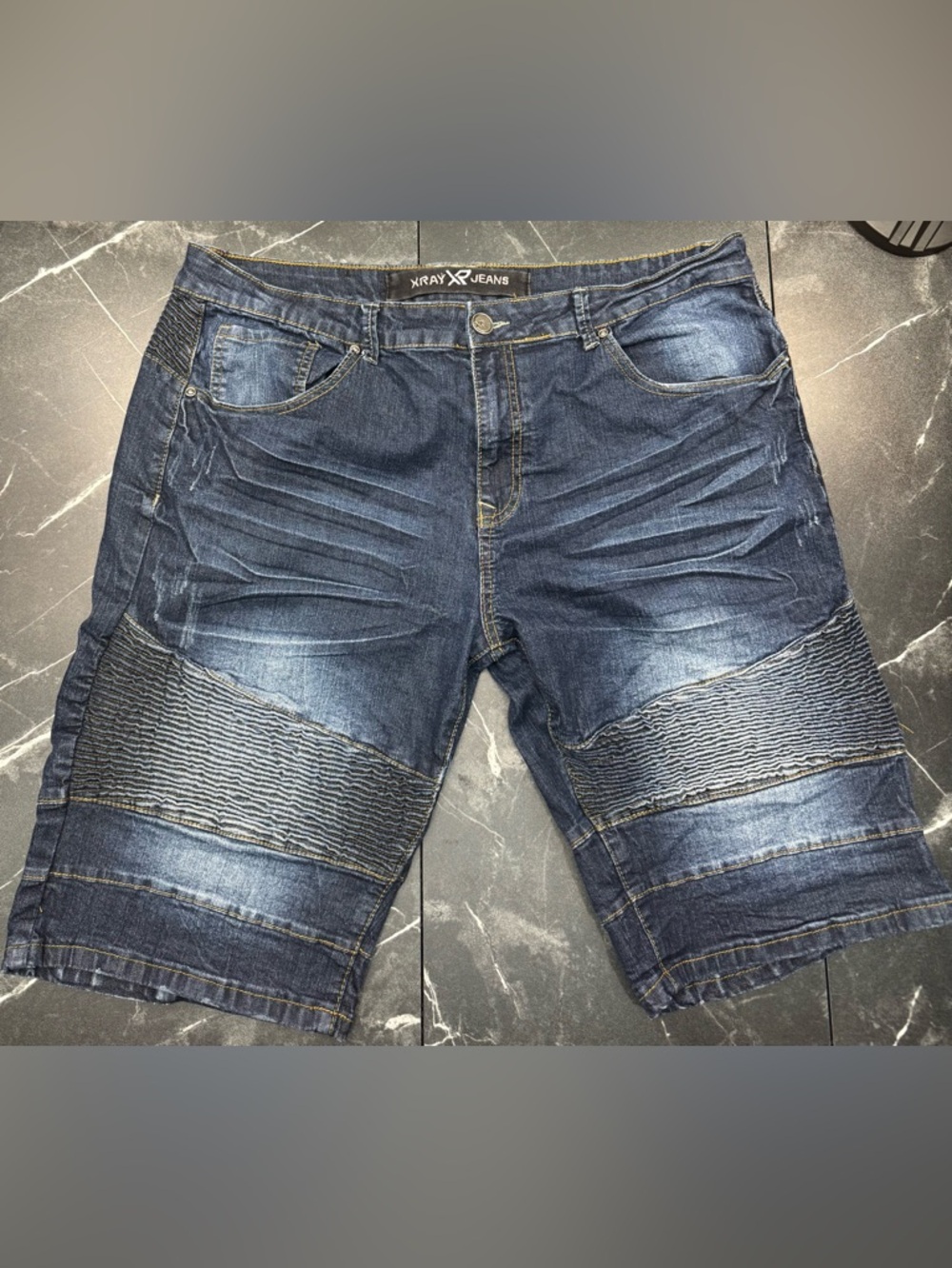 XRAY Jeans Moto Denim Shorts Mens 38 Dark Wash Stretch Biker Style Streetwear